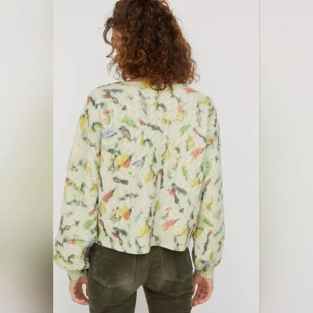 Anthropologie Catch of the Day Cable Knit Lambswool Sweater‎ Size XL